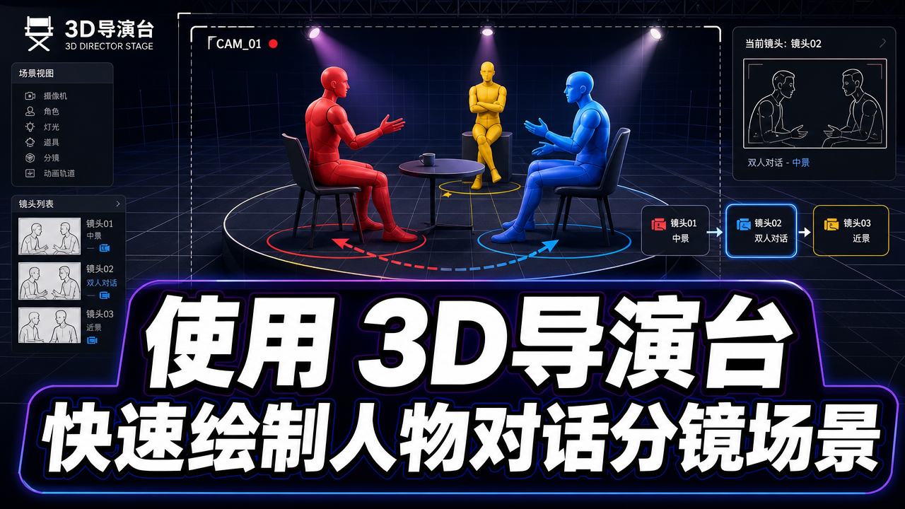 3D导演台绘制分镜场景