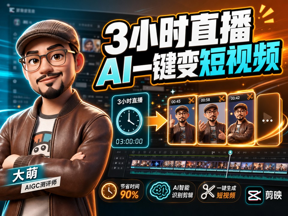3小时直播剪映AI一键变短视频